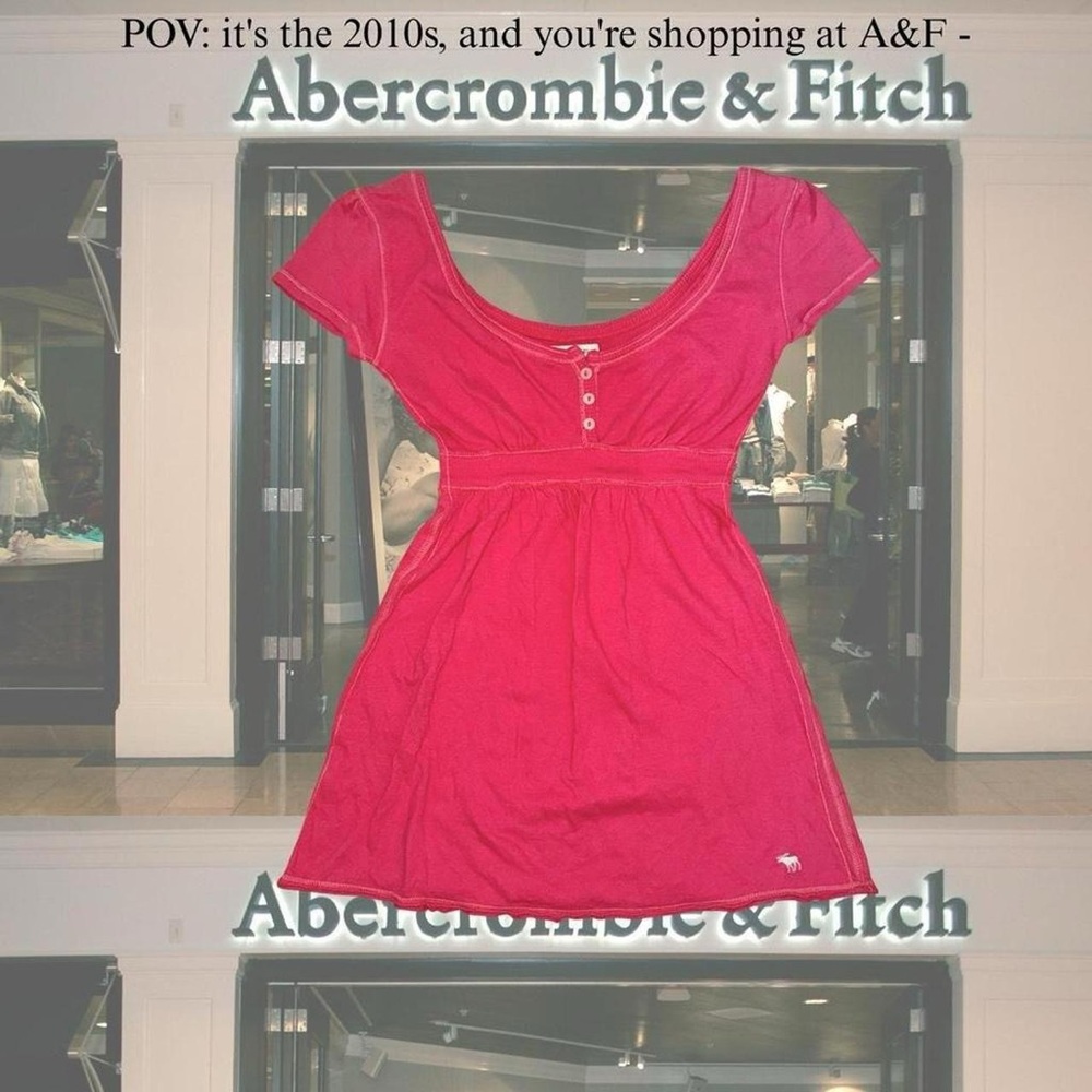 *SOLD* Vintage Abercrombie & Fitch A&F Strawberry Pink Blouse Babydoll Top